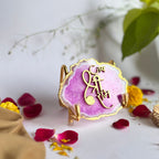 Jai Shree Ram- Pink Agate  Metal Stand