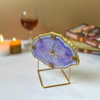 Purple Crystal Agate Desktop Clock with Metal Stand