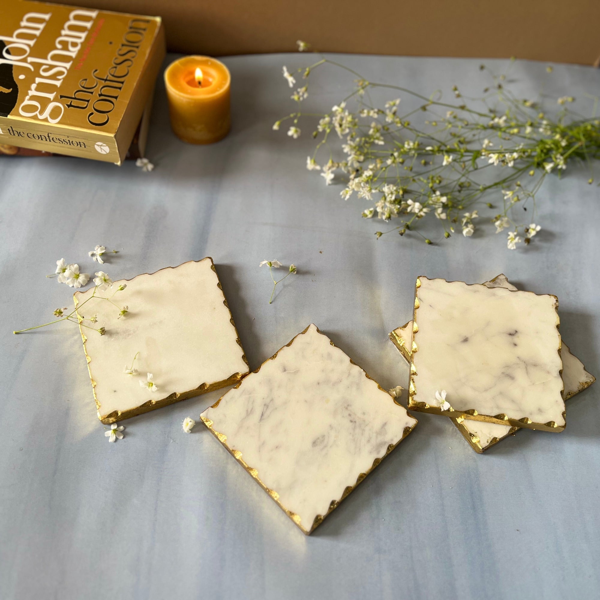 White Marble Square Coaster