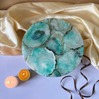 Green Agate Cake Stand with Metal Base - 10 Inches