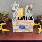 Blue Agate  With Mother Of Pearl Cutlery Holder