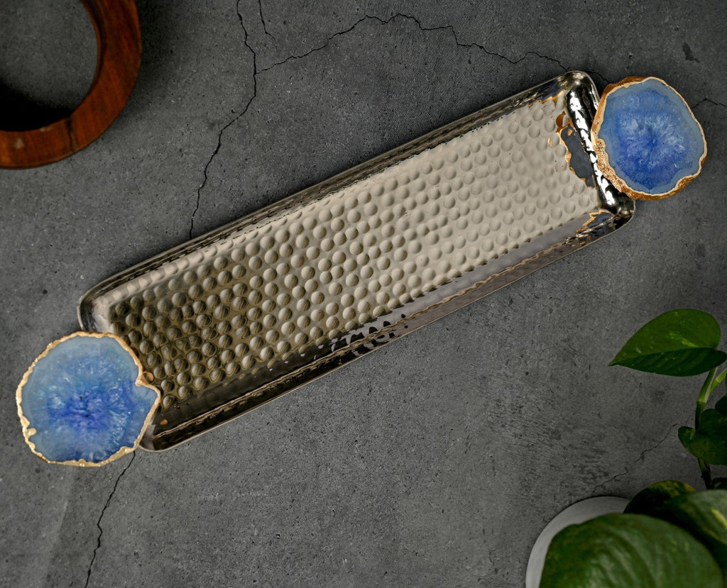 Rectangle Aluminum Tray with Blue Agate
