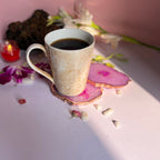 Pink  Crystal Agate Coaster With Rose Gold Plating