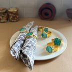 White Agate Napkin Rings Set