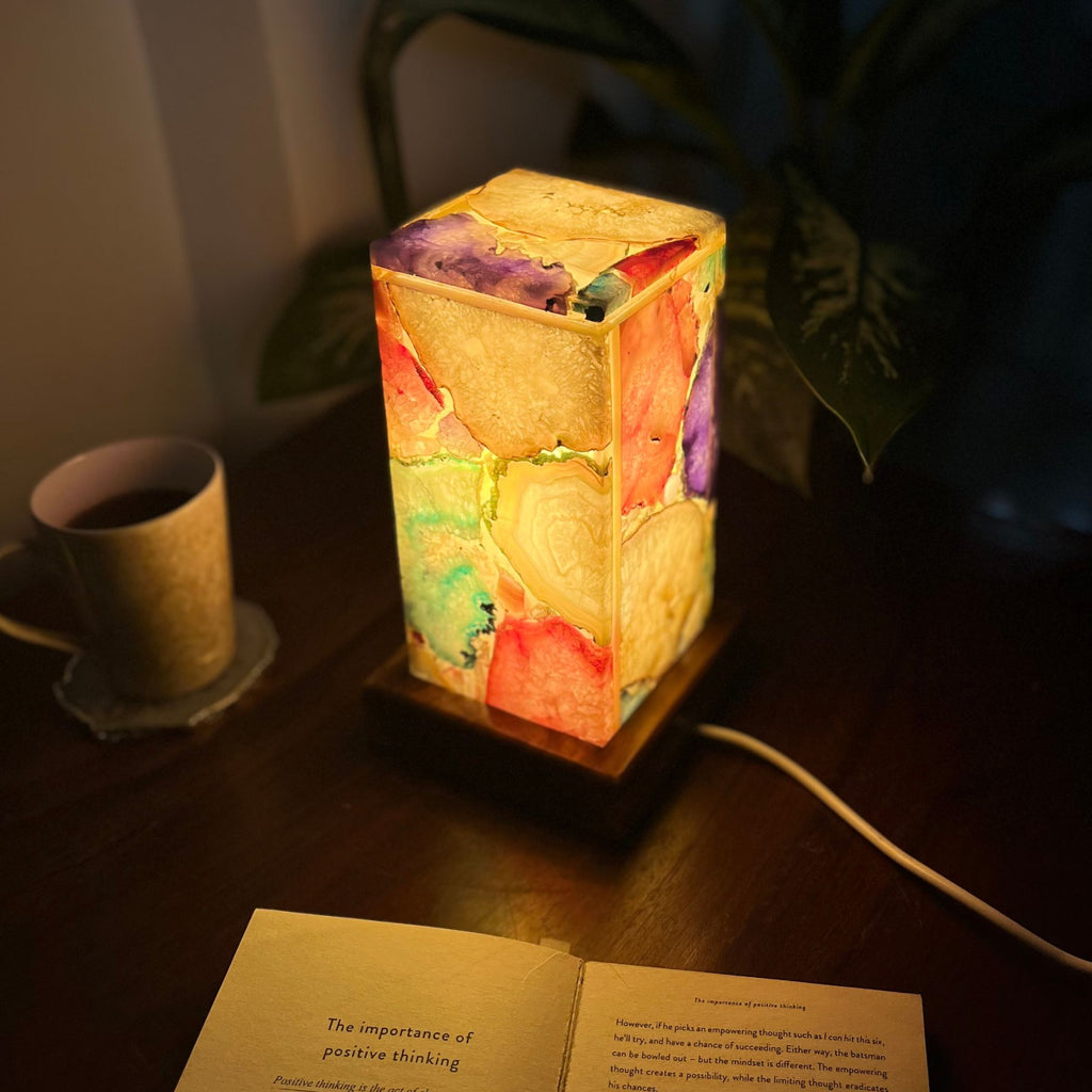 Multi color Agate Table Lamp