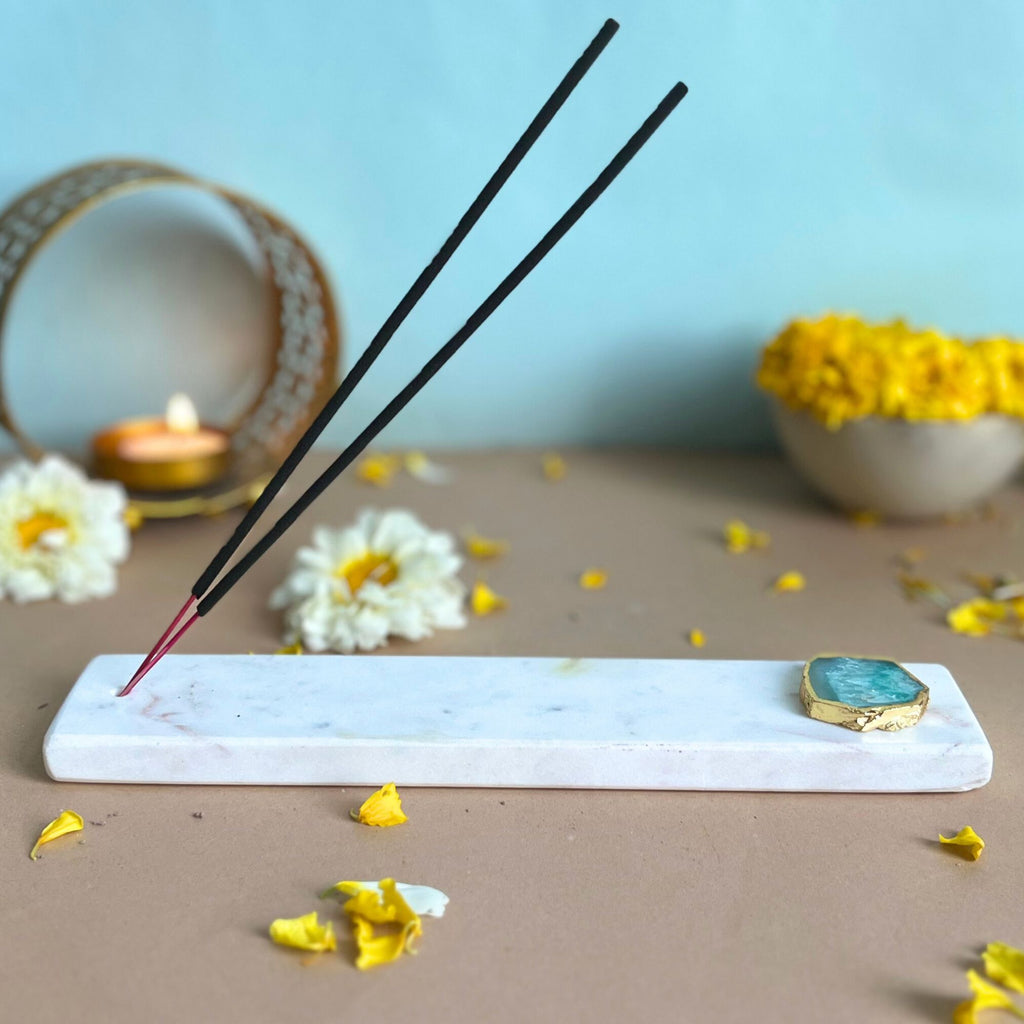 Turquoise Agate With  marble Incense Holder