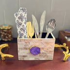 Blue Agate  With Mother Of Pearl Cutlery Holder