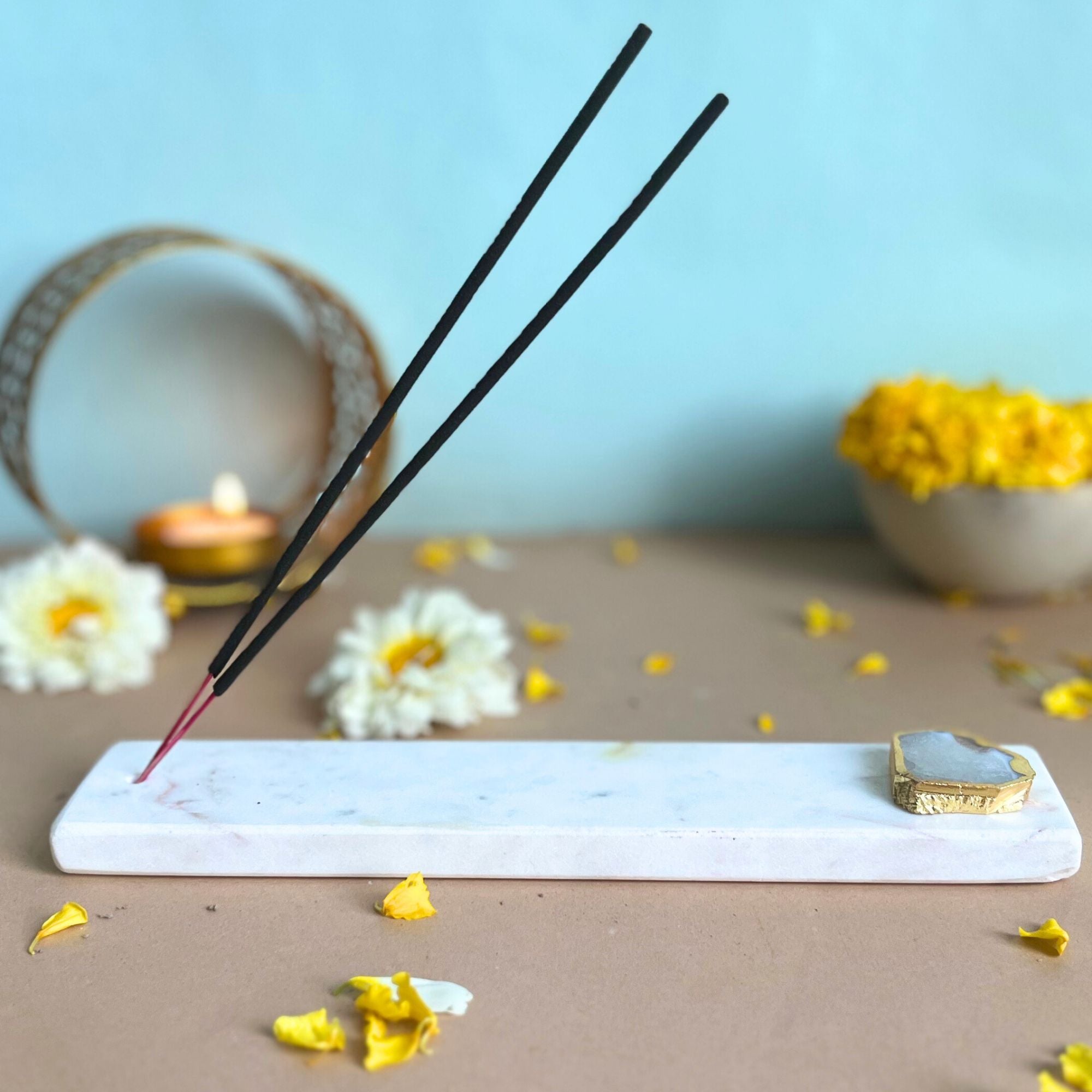 Turquoise Agate With  marble Incense Holder