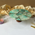 Multicolor Agate Cake Stand with Wooden Base - 10 Inches