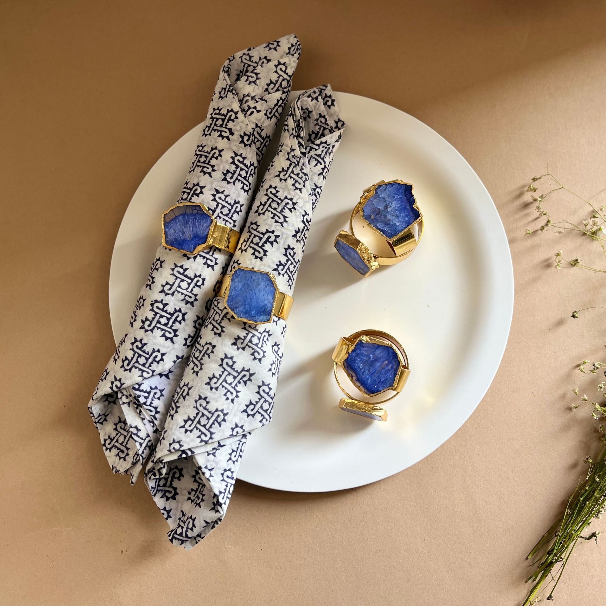 Purple Agate Napkin Rings Set