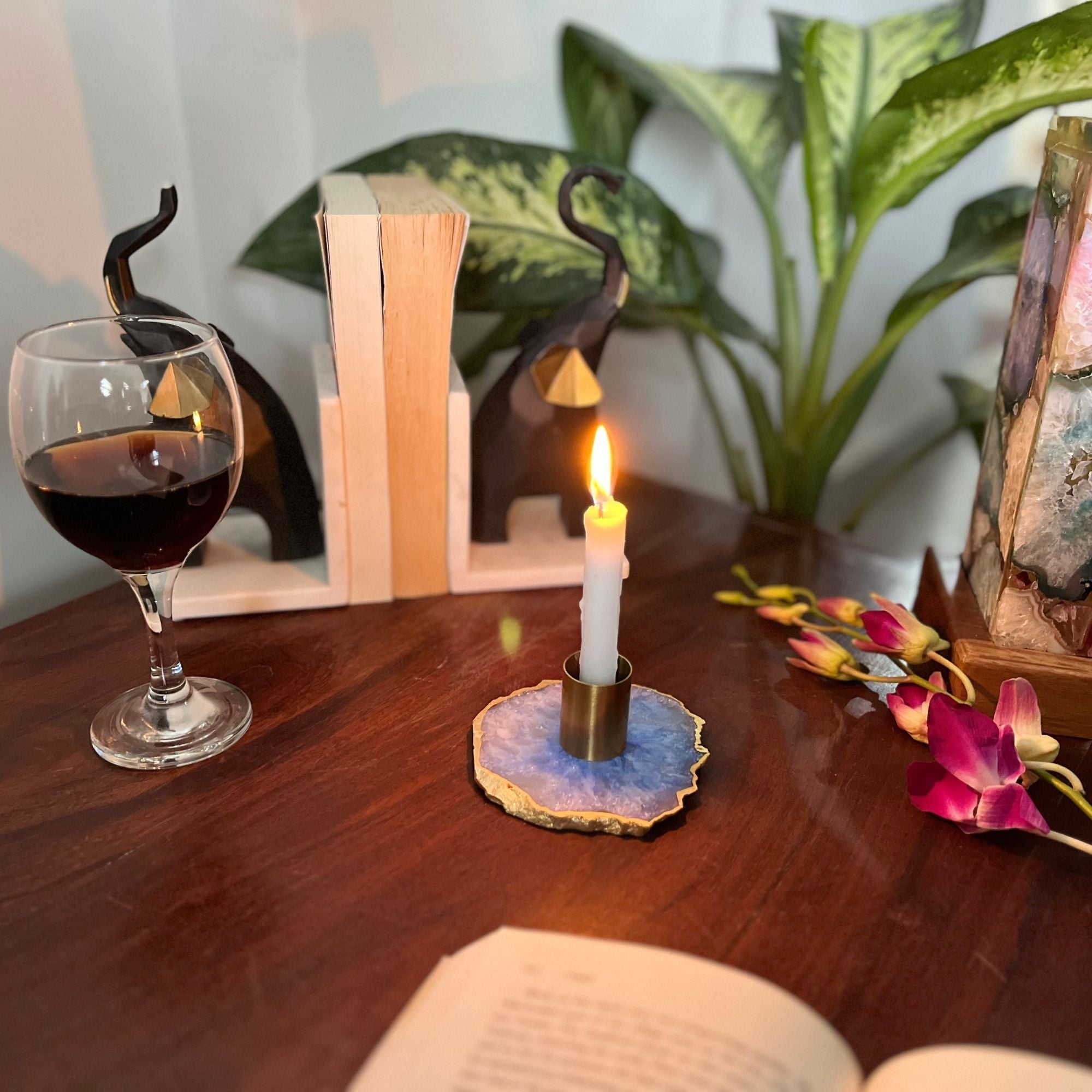 Blue Agate Candle Holders