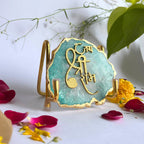 Jai Shree Ram Green Agate  with Metal Stand