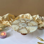 Multicolor Agate Cake Stand with Wooden Base - 10 Inches