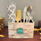Pink Agate  With Mother Of Pearl Cutlery Holder