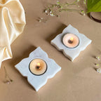 Floral Design Marble tea light Holder Set of 2