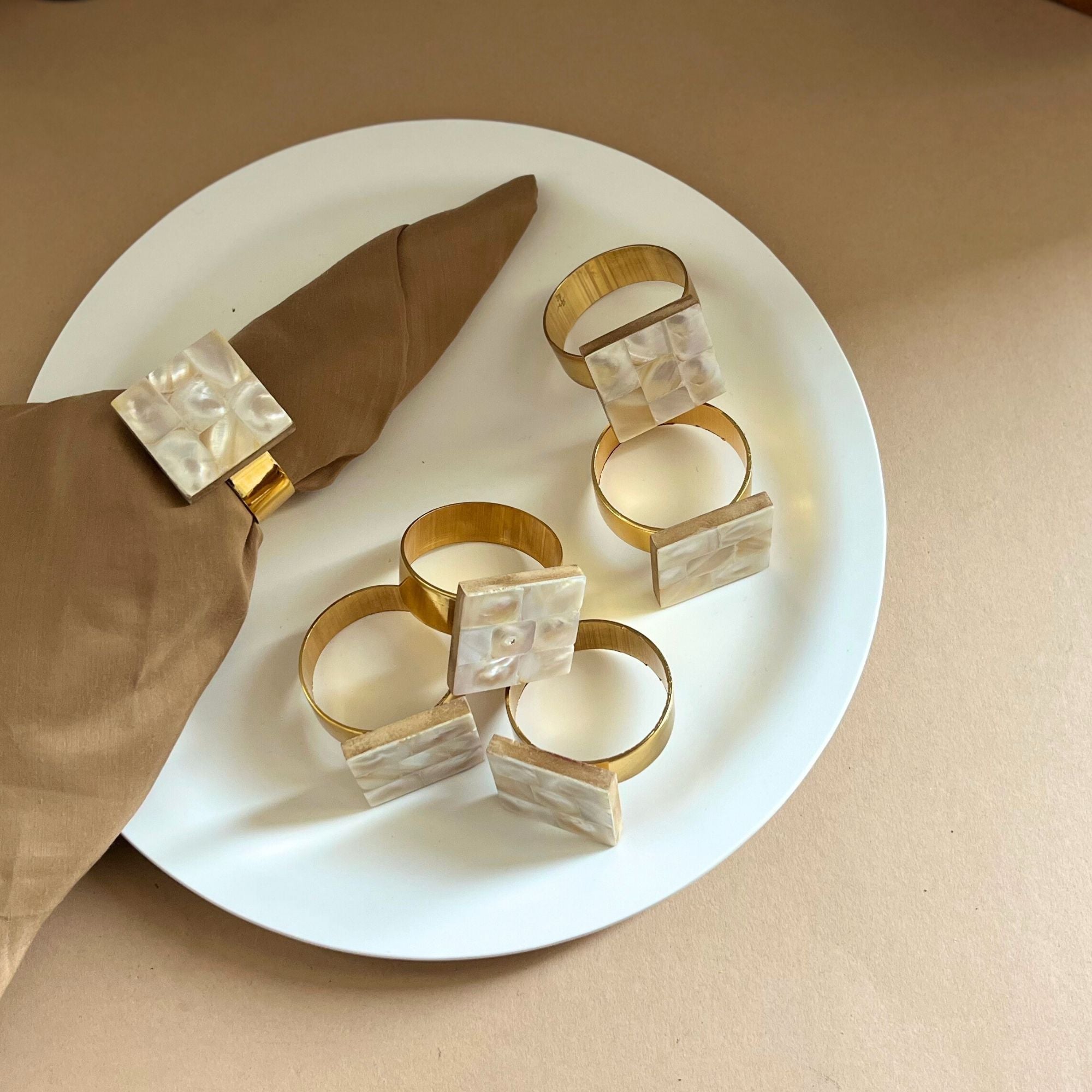 Heart Shape Mother of Pearl Napkin Rings set