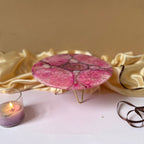 Pink Agate Cake Stand with Metal Base - 10 Inches