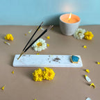 Marble Agarbatti Stand with Turquoise Agate