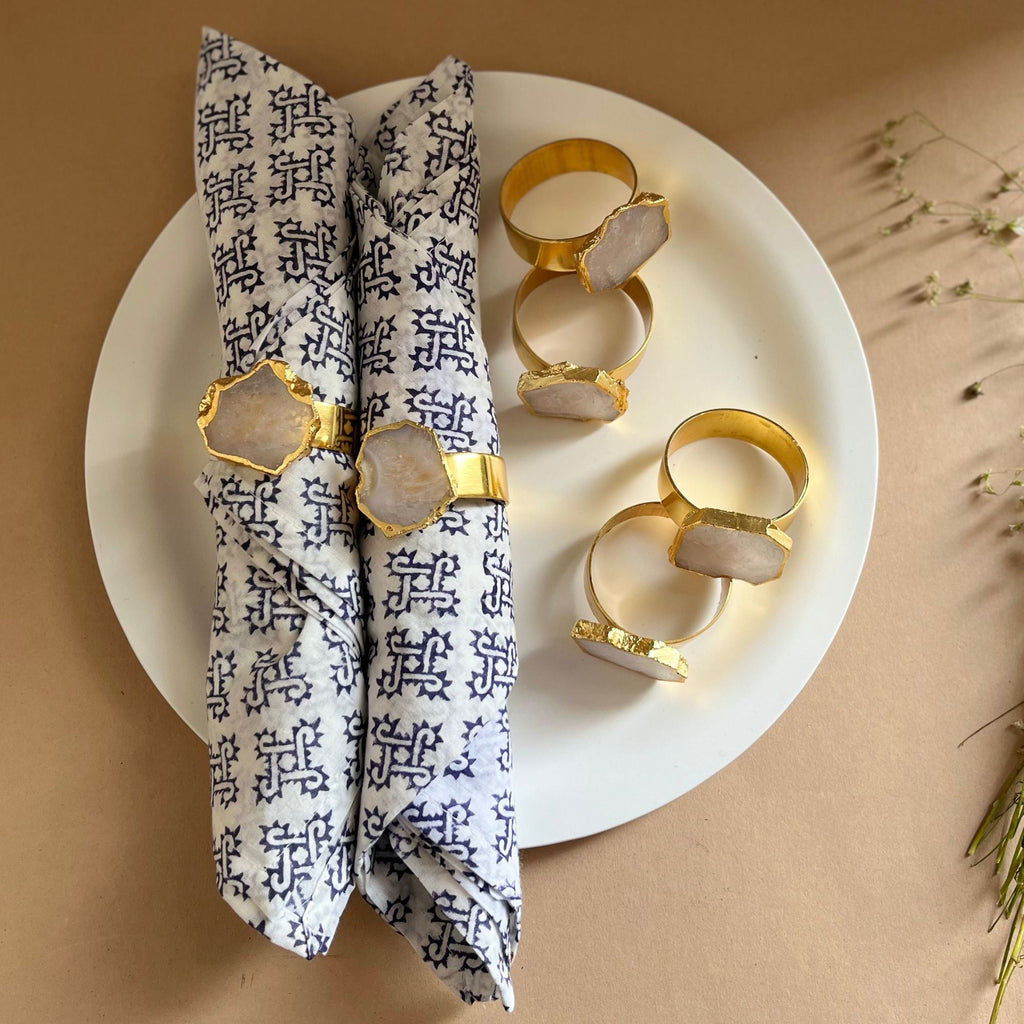 Pink Agate Napkin Rings Set