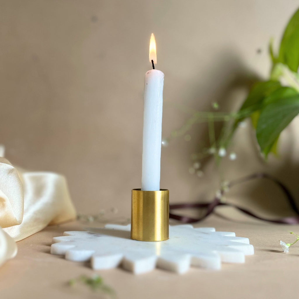 Marble Candle Holder With Sunflower Shape