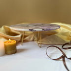 Purple Agate Cake Stand with Metal Base - 10 Inches