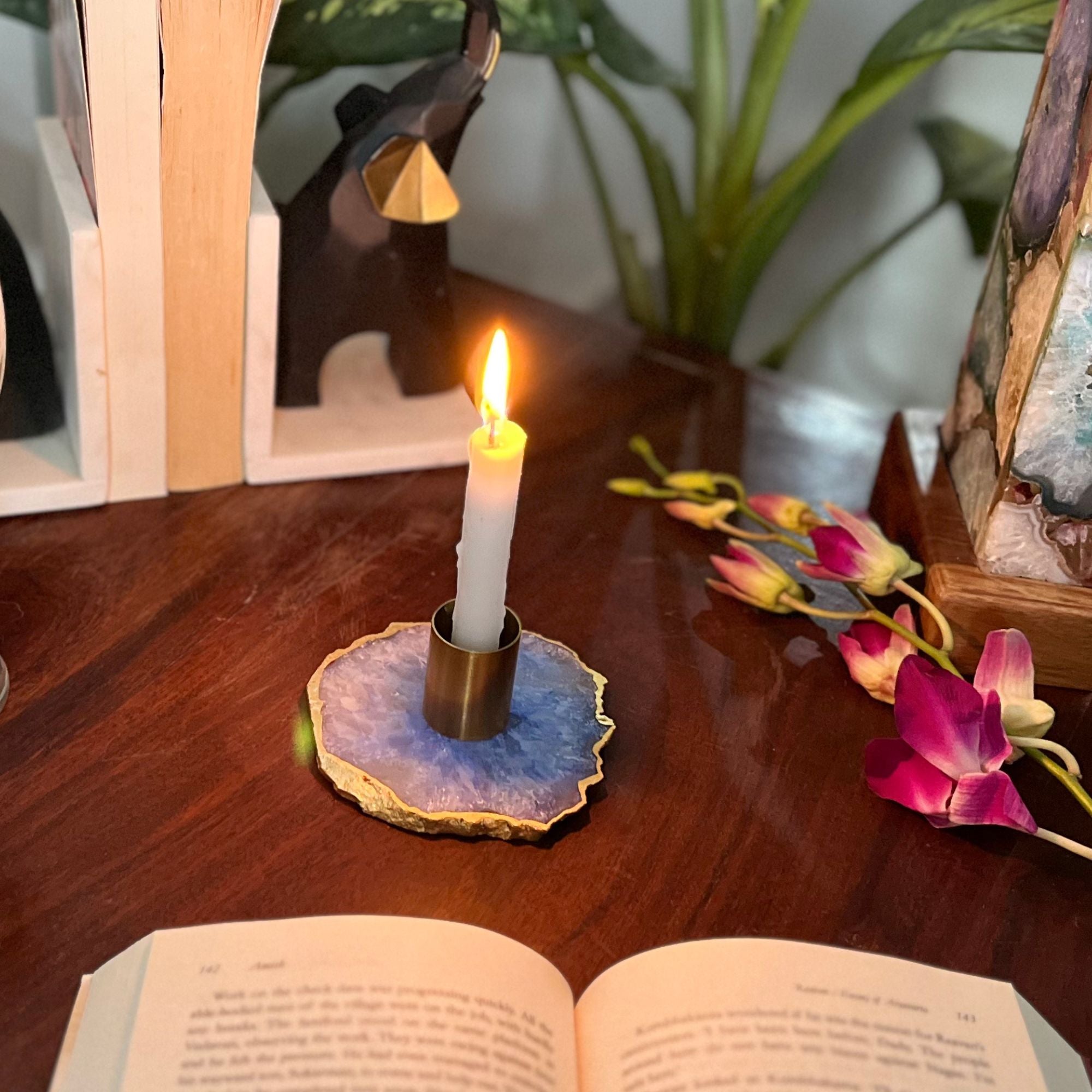 Blue Agate Candle Holders