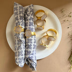 White Agate Napkin Rings Set