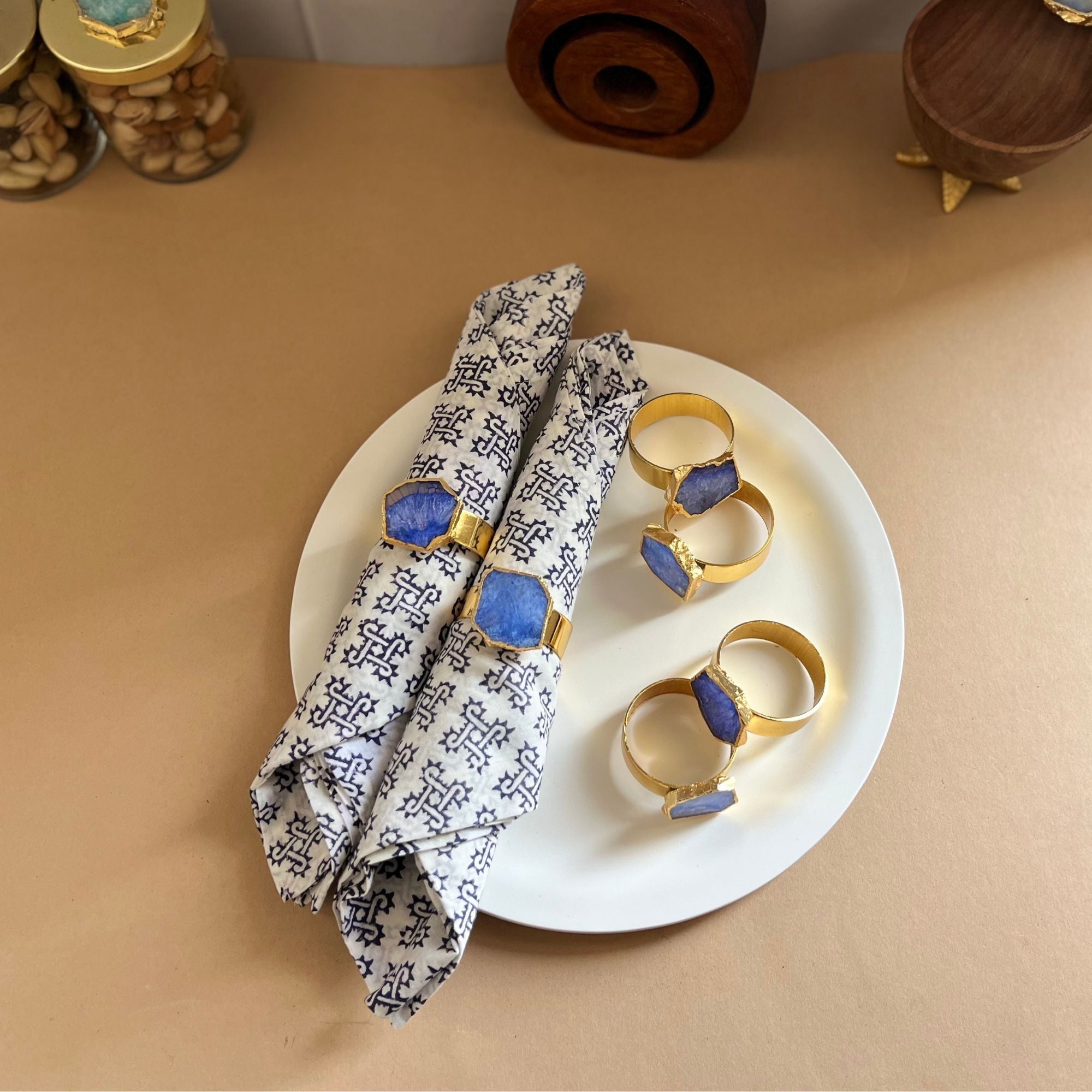 Purple Agate Napkin Rings Set