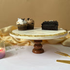 Marble Gold Plated Cake Stand with Metal Base - 10 Inches