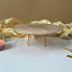 Rose Quartz Cake Stand with Metal Base -  10 Inches