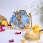 Jai Shree Ram Blue Agate  with Metal Stand