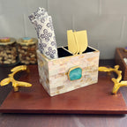 Green  Agate  With Mother Of Pearl Cutlery Holder