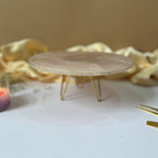 Rose Quartz Cake Stand with Wooden Base - 10 Inches