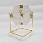 Square Marble Desktop Clock With Metal Stand