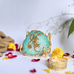 Jai Shree Ram Green Agate  with Metal Stand