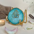 Lord Ganesh Ji - Blue Agate Metal Stand