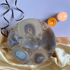 Green Agate Cake Stand with Metal Base - 10 Inches