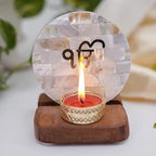 Jai Shree Ram Tea Light Holder Mother of Pearl with Wood Festive