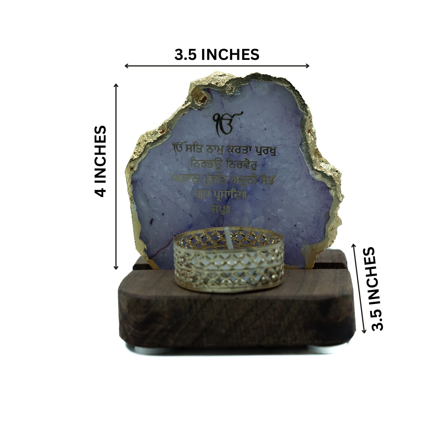 Ik Onkar Mantra Purple Agate Tealight Wooden