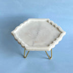 Hexagonal leaf shape Natural Marble Pastry Stand