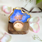 Ik Onkar Tea Light Holder Agate with Wood Stand