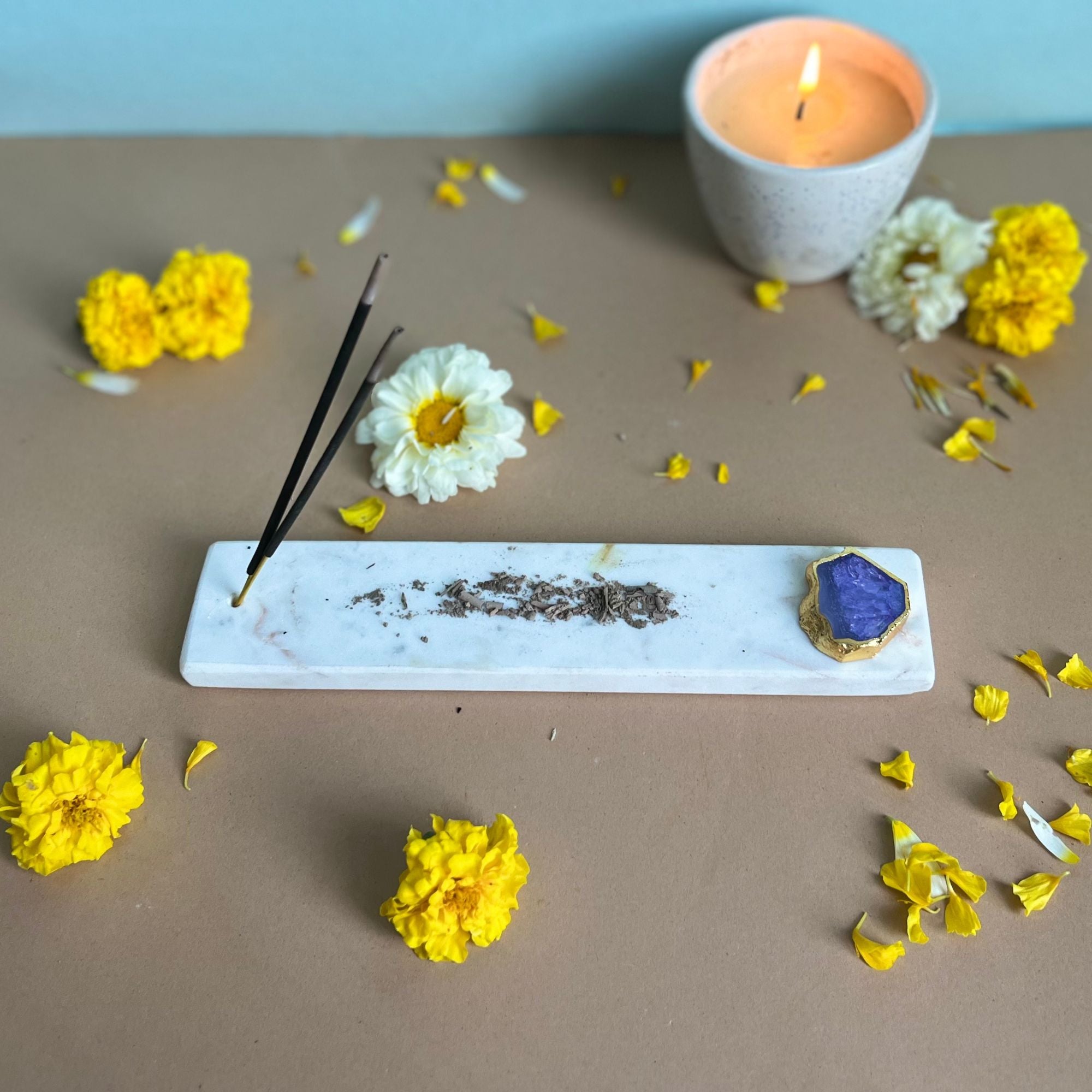 Blue Agate  woth Marble Agarbatti Stand