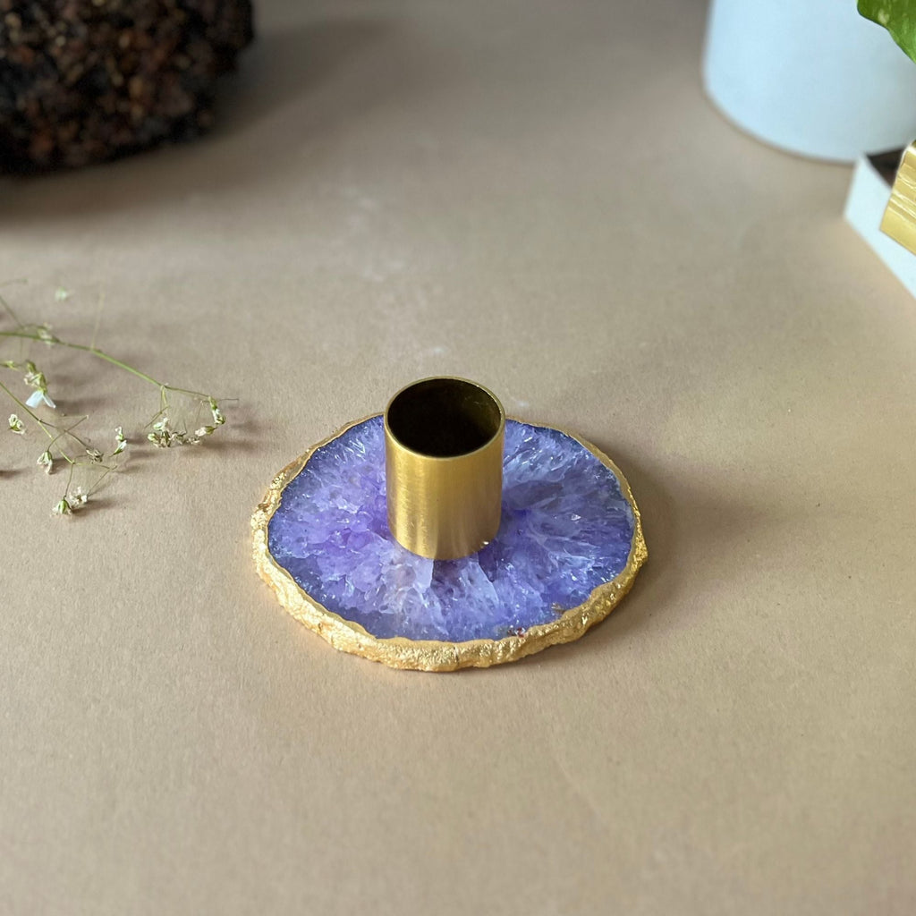 White Agate Candle Holders