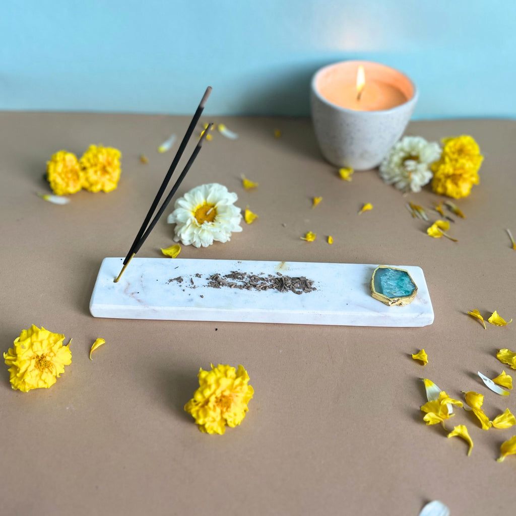 Blue Agate  woth Marble Agarbatti Stand