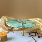 Natural Agate Cake Stand with Metal Base - 10 Inches