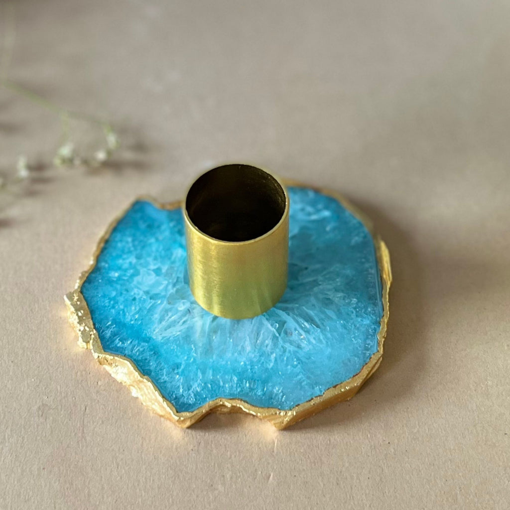 Green Agate Candle Holders