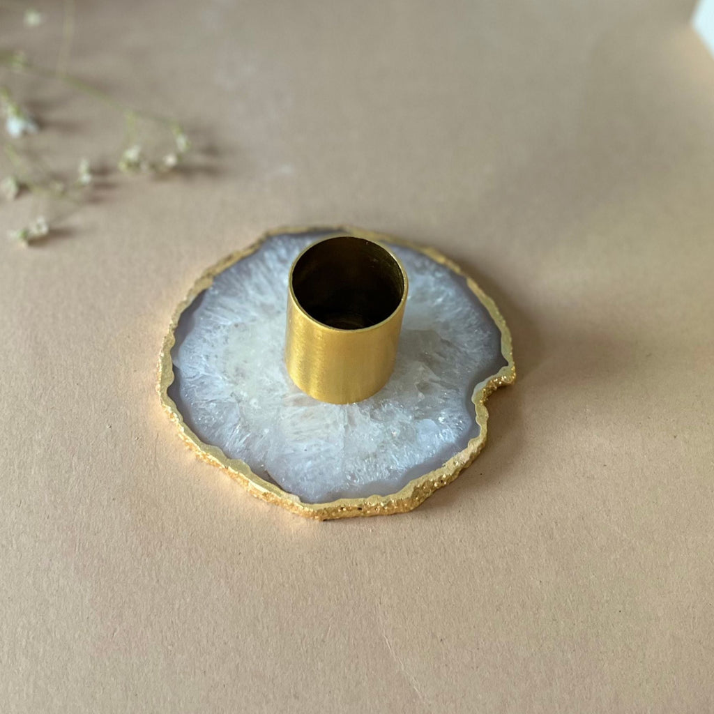 Natural Brown Agate Candle Holders