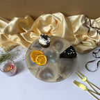 Natural Agate Cake Stand with Wooden Base - 10 Inches