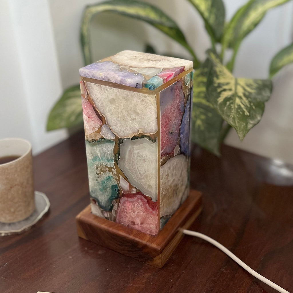 Multi color Agate Table Lamp