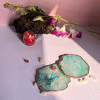 Brown  Crystal Agate Coaster With Rose Gold Plating